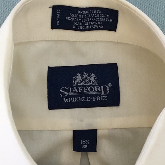 Stafford Wrinkle Free Cream 16 1/2 Dress Shirt - Picture 7 of 8
